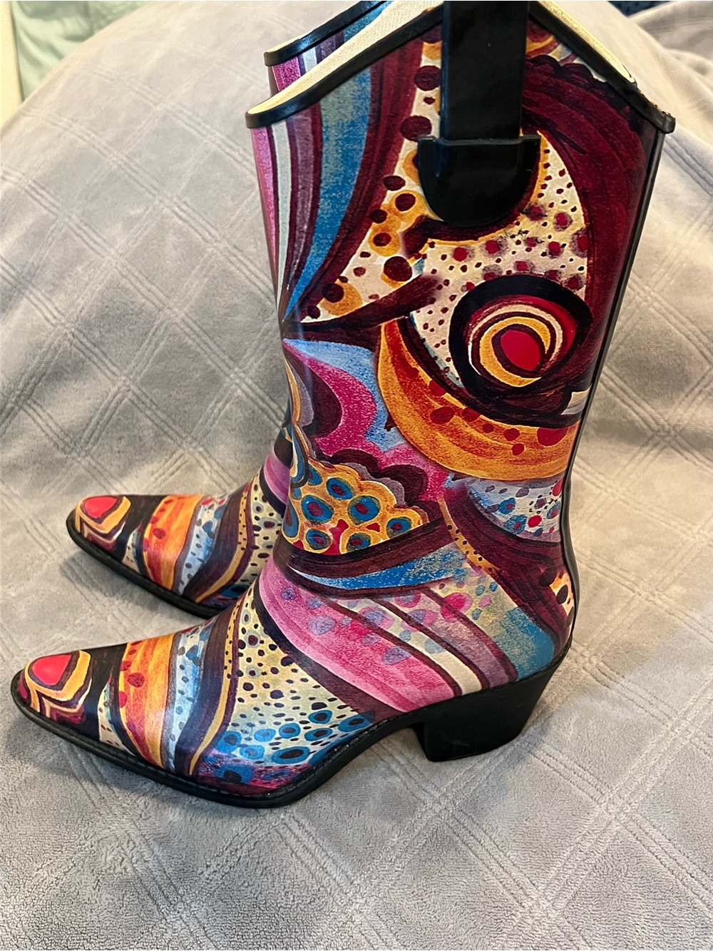 Nature Breeze Women's Multicolor Printed Western Rubber Boots